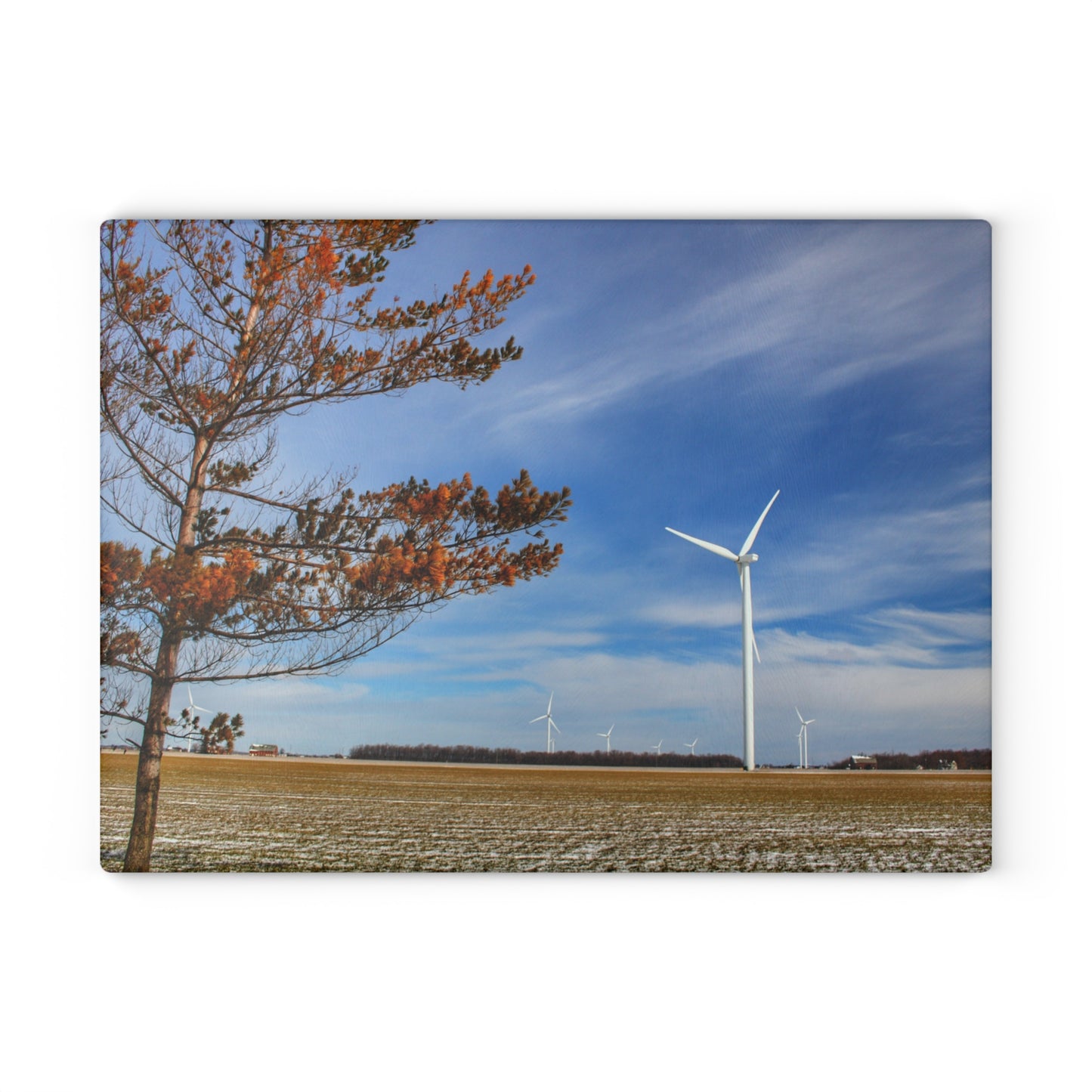 U R There Photography Winter Windmills Rustic Farmhouse Tempered-Glass Cutting Board