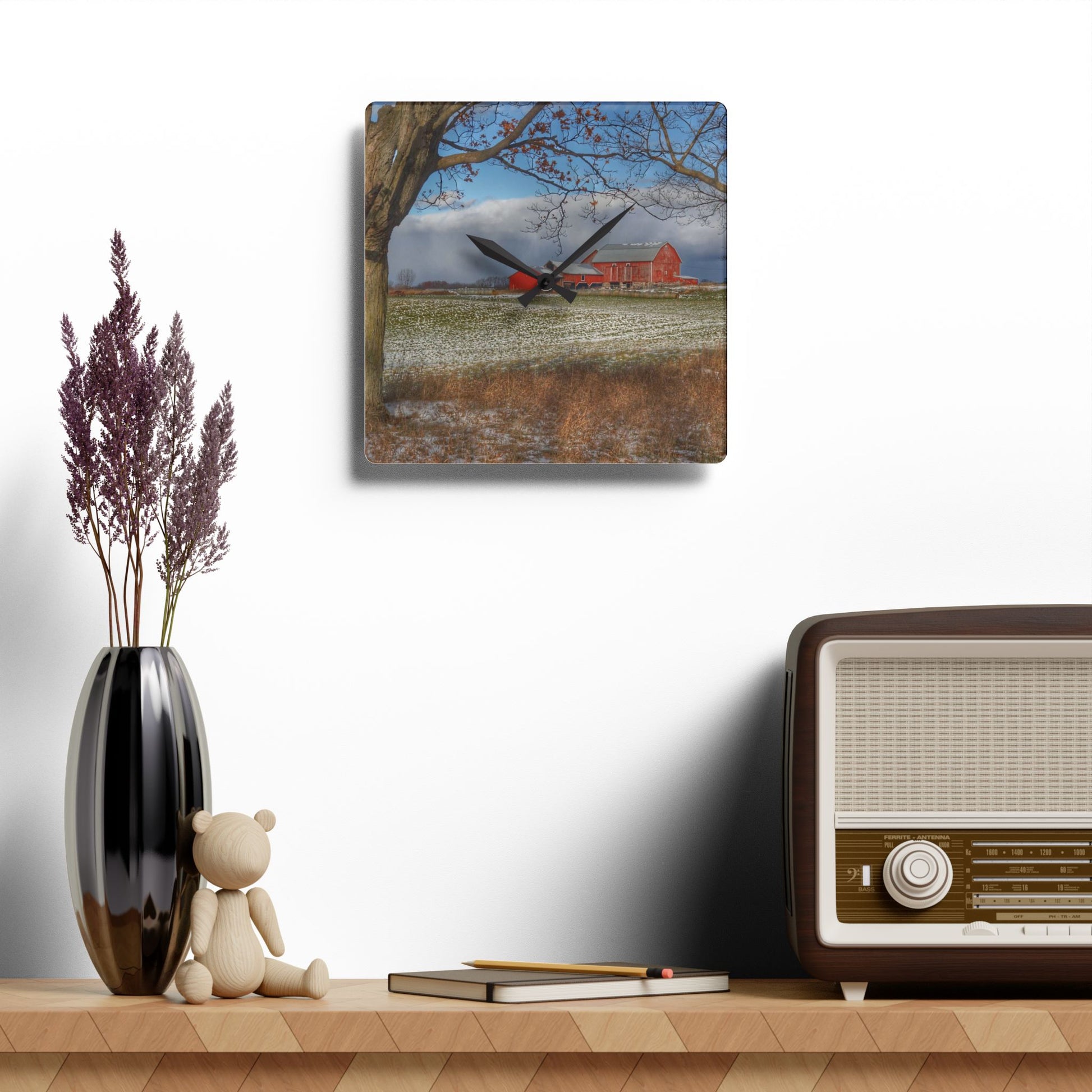 Rustic Farmhouse Wall Clock Featuring Approaching Storm on Edward Road