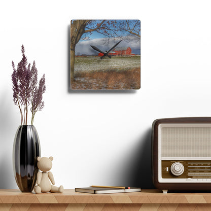Rustic Farmhouse Wall Clock Featuring Approaching Storm on Edward Road