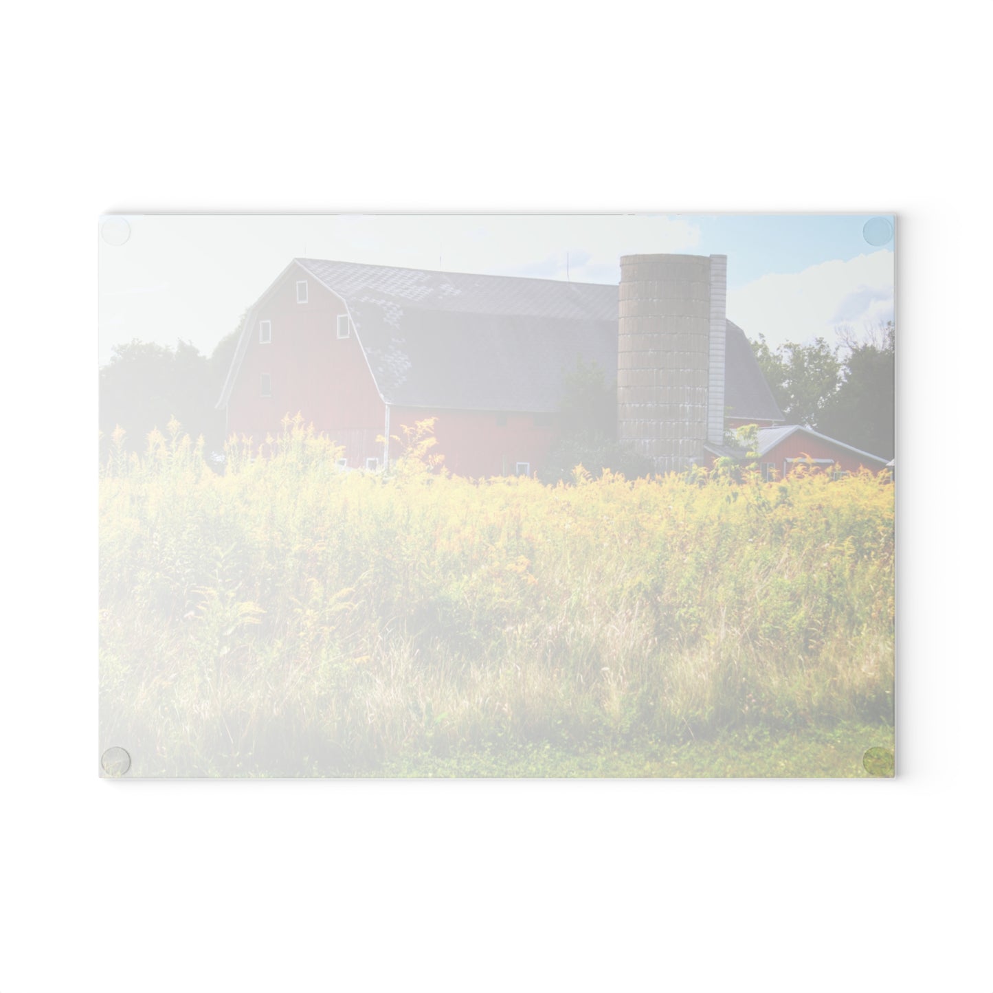 U R There Photography Starr Court Red II Rustic Farmhouse Tempered-Glass Cutting Board