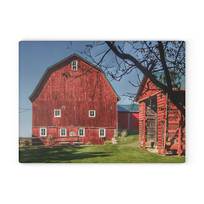 U R There Photography Gardner Road Red II Rustic Farmhouse Tempered-Glass Cutting Board