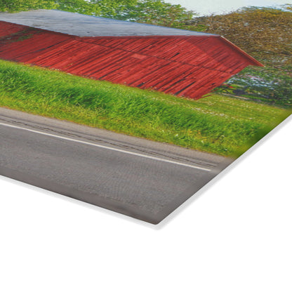 U R There Photography M-25 Little Red Rustic Farmhouse Tempered-Glass Cutting Board