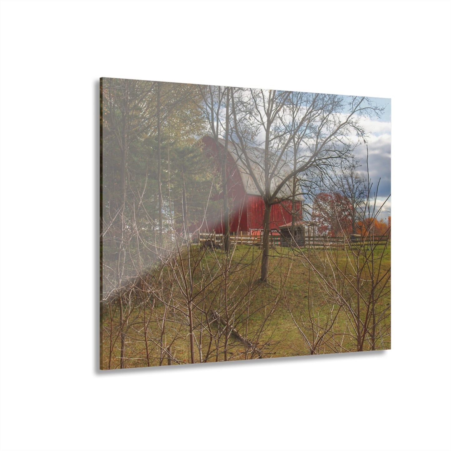 U R There Photography Laur Road Hidden Red Rustic Farmhouse Acrylic Wall Print