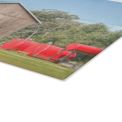 U R There Photography Kingston Road Grey Rustic Farmhouse Tempered-Glass Cutting Board