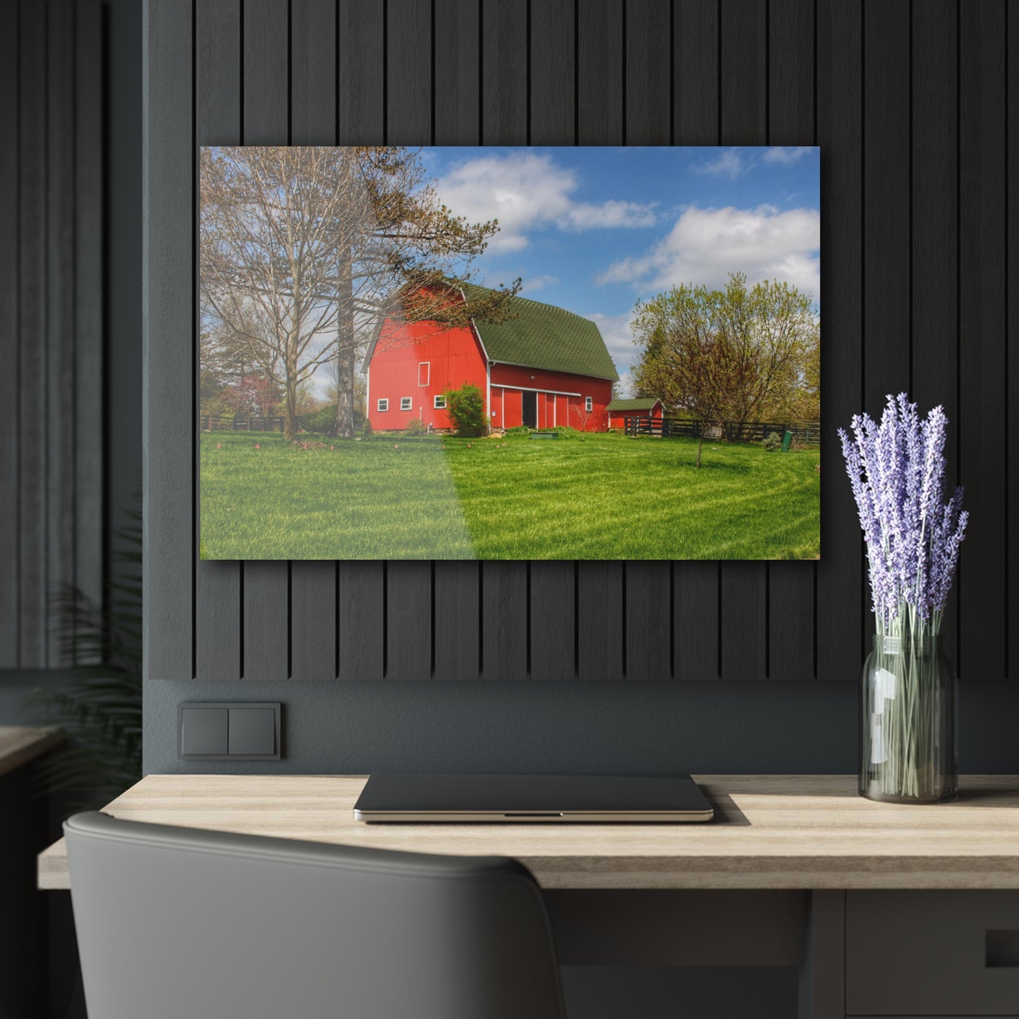 U R There Photography Barber Road Red Rustic Farmhouse Acrylic Wall Print