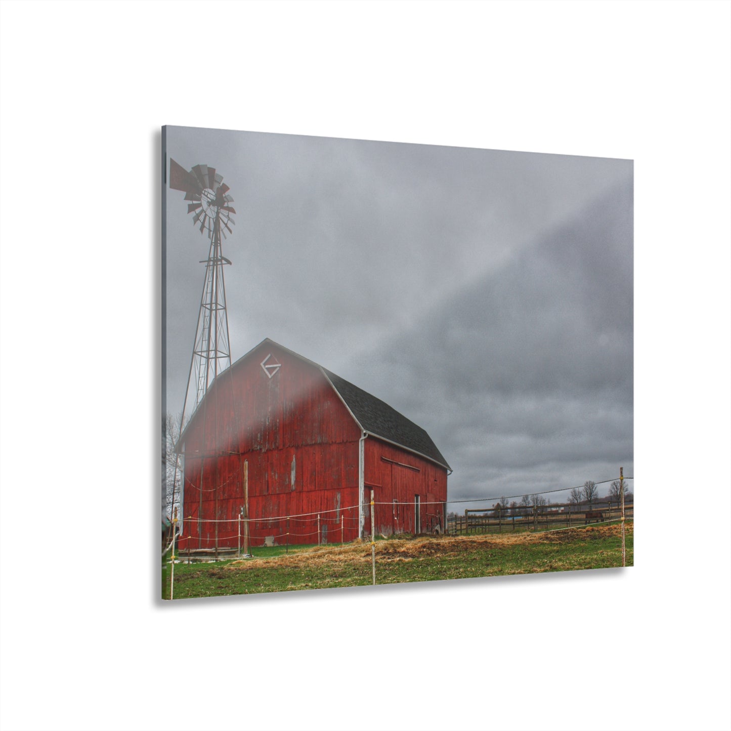 U R There Photography West Lake Road Red Barn and Windmill Rustic Farmhouse Acrylic Wall Print