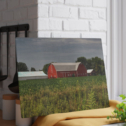 U R There Photography Townline Road Red Rustic Farmhouse Tempered-Glass Cutting Board
