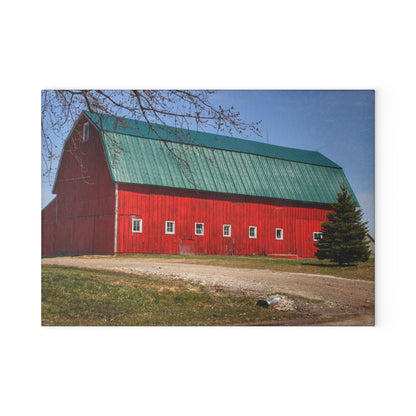 U R There Photography Perry Road Red Rustic Farmhouse Tempered-Glass Cutting Board
