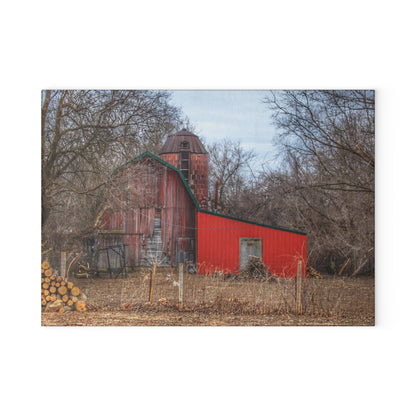 Barn Boutique Rustic Tempered-Glass Cutting Board| Bray Road Hidden Barnyard Red I