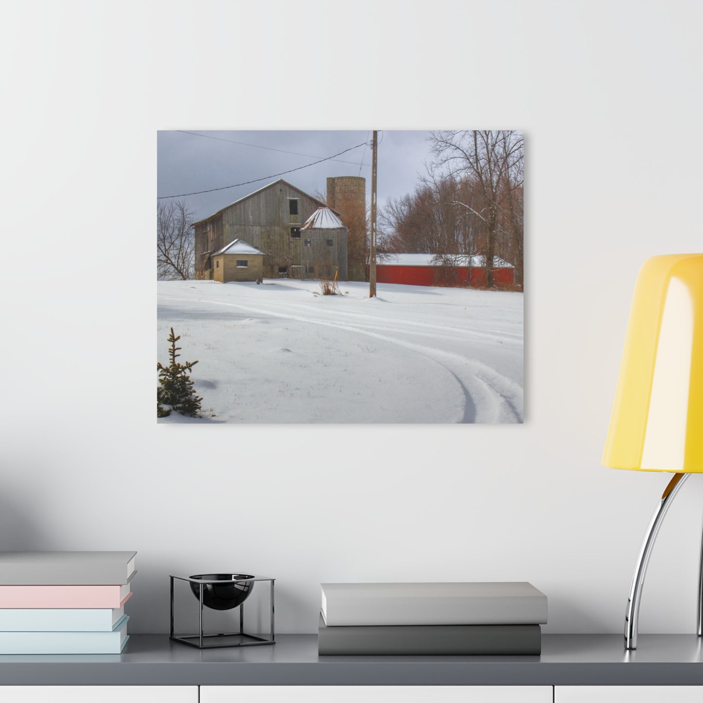U R There Photography Hilltop Grey and Silo Rustic Farmhouse Acrylic Wall Print