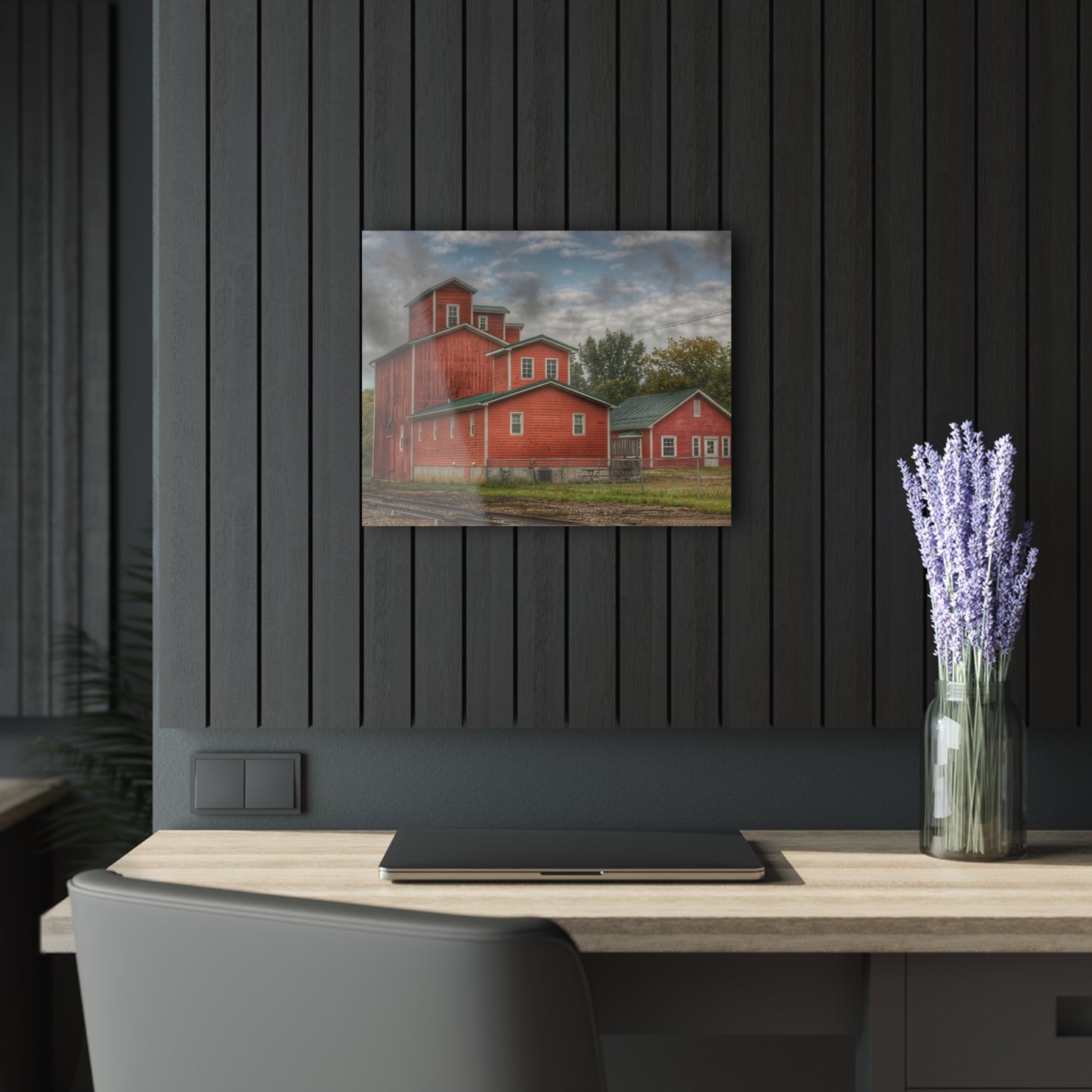 U R There Photography Aside the Tracks in Clifford Rustic Farmhouse Acrylic Wall Print