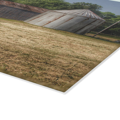 U R There Photography Hough Road Green Quonset II Rustic Farmhouse Tempered-Glass Cutting Board