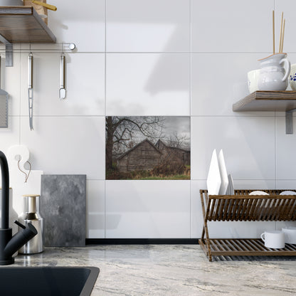 U R There Photography Bowers Road Greys II Rustic Farmhouse Decorative Ceramic Tile