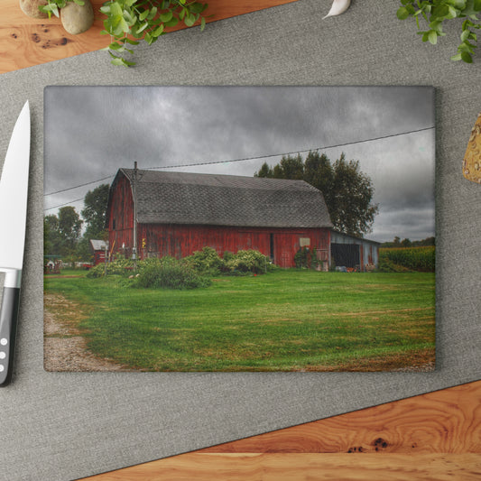 U R There Photography Country Red Rustic Farmhouse Tempered-Glass Cutting Board