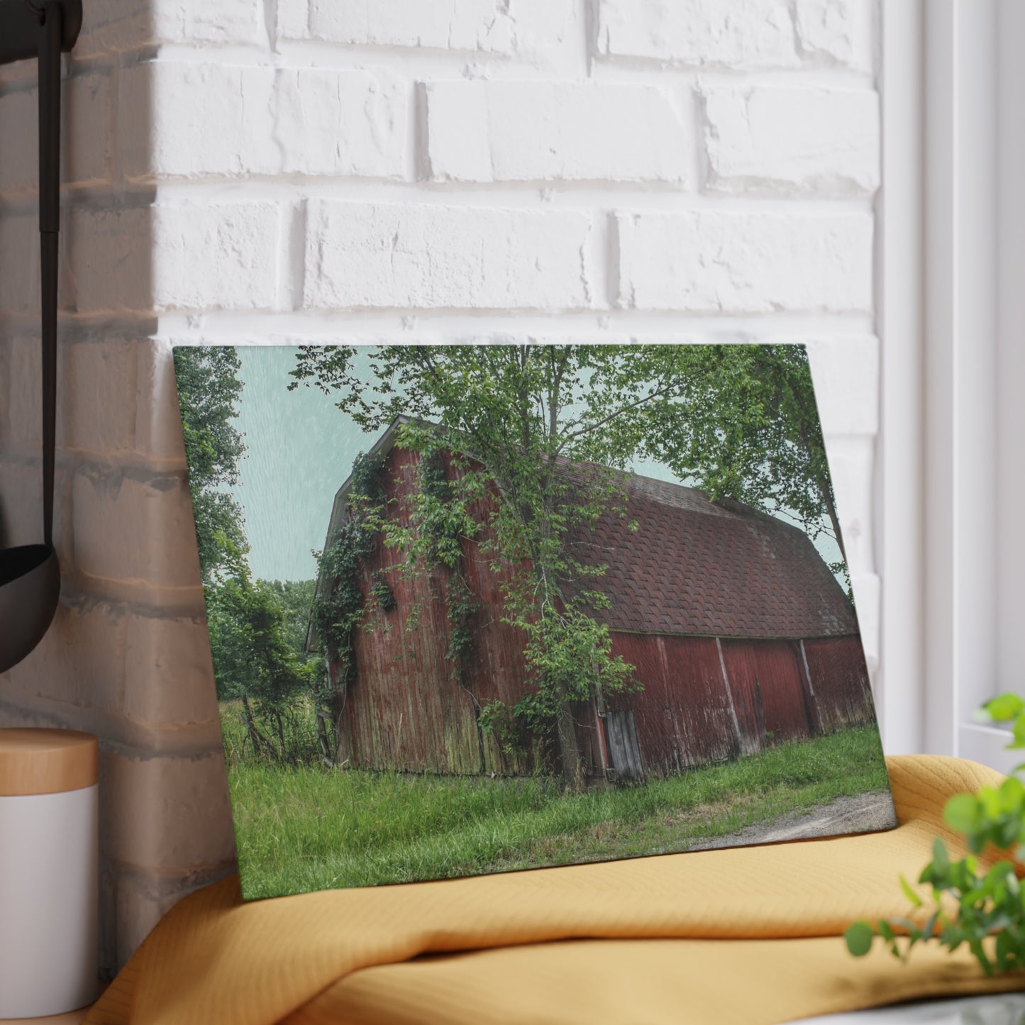 U R There Photography West Murphy Lake Red Rustic Farmhouse Tempered-Glass Cutting Board