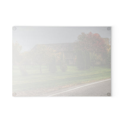 U R There Photography Goodrich Grey Rustic Farmhouse Tempered-Glass Cutting Board