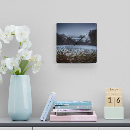 U R There Photography Holmes Road Red III Rustic Farmhouse Acrylic Analog Wall Clock