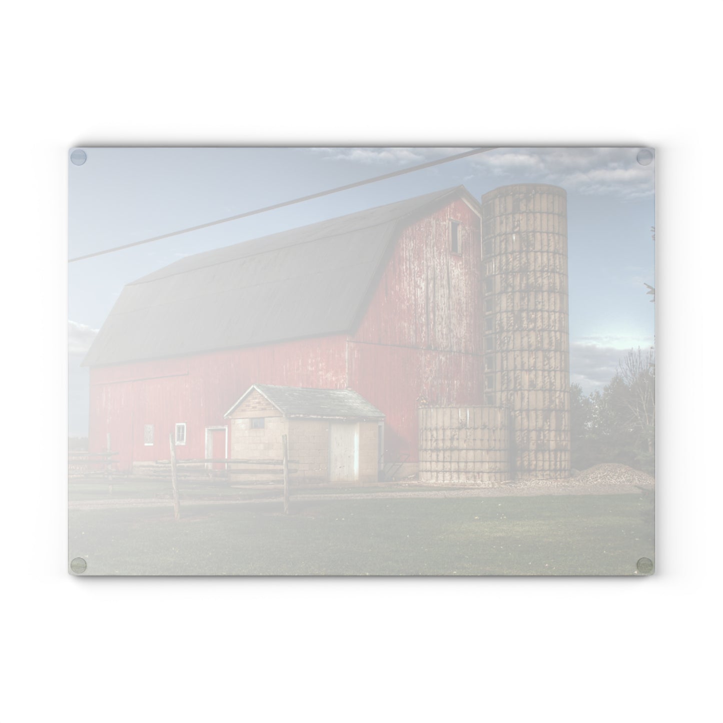 Barn Boutique Rustic Tempered-Glass Cutting Board| Brown City Lincoln Street Red