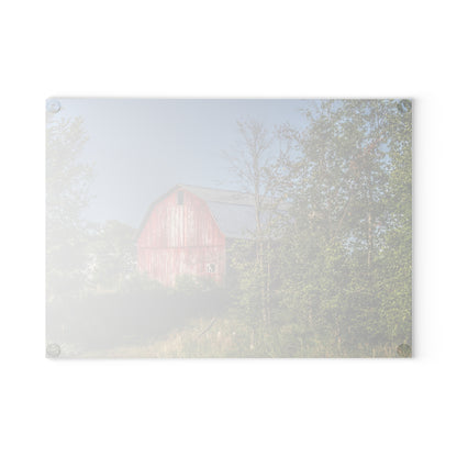 U R There Photography Columbiaville Red in Summer III Rustic Farmhouse Tempered-Glass Cutting Board