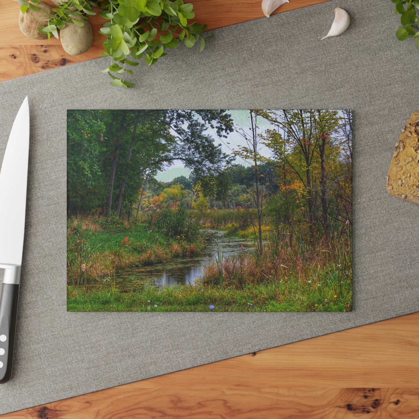 U R There Photography A River Runs Through It Rustic Farmhouse Tempered-Glass Cutting Board
