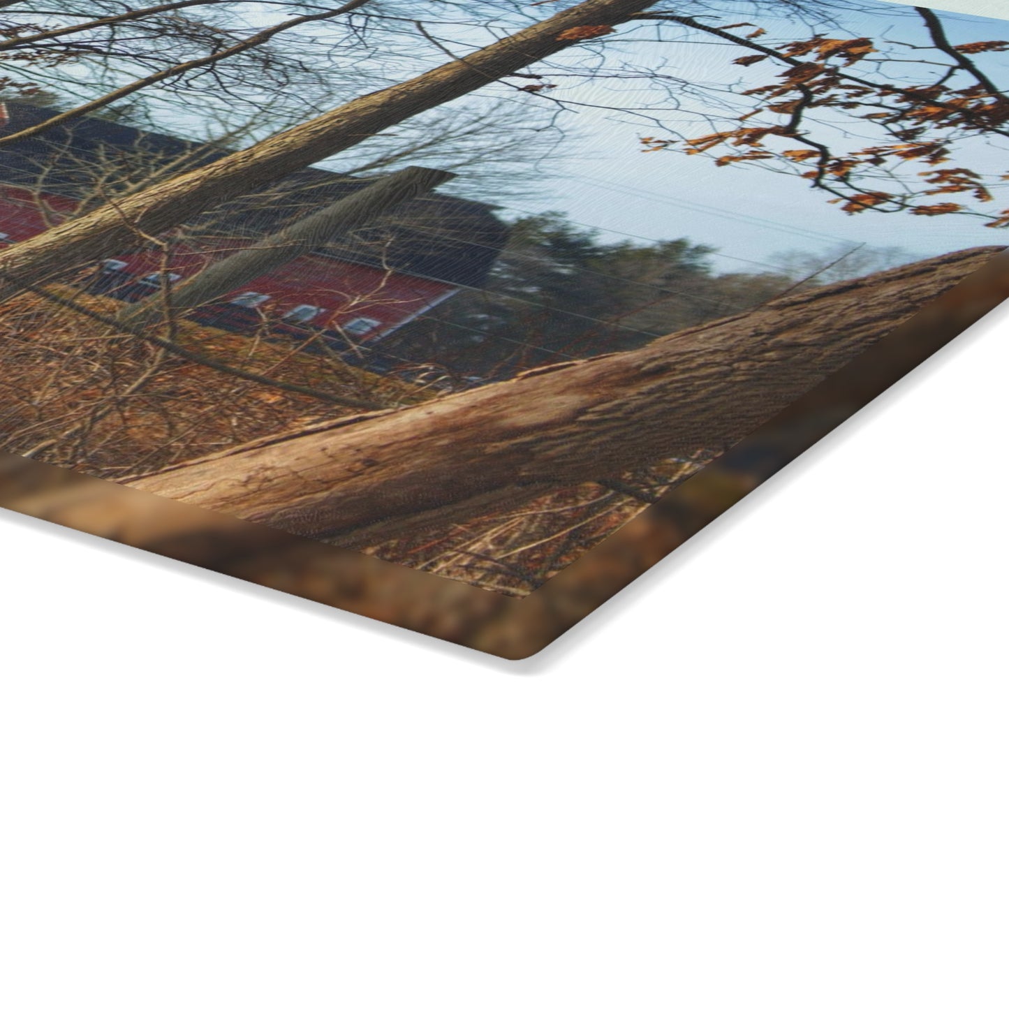 U R There Photography Blood Road Red II Rustic Farmhouse Tempered-Glass Cutting Board