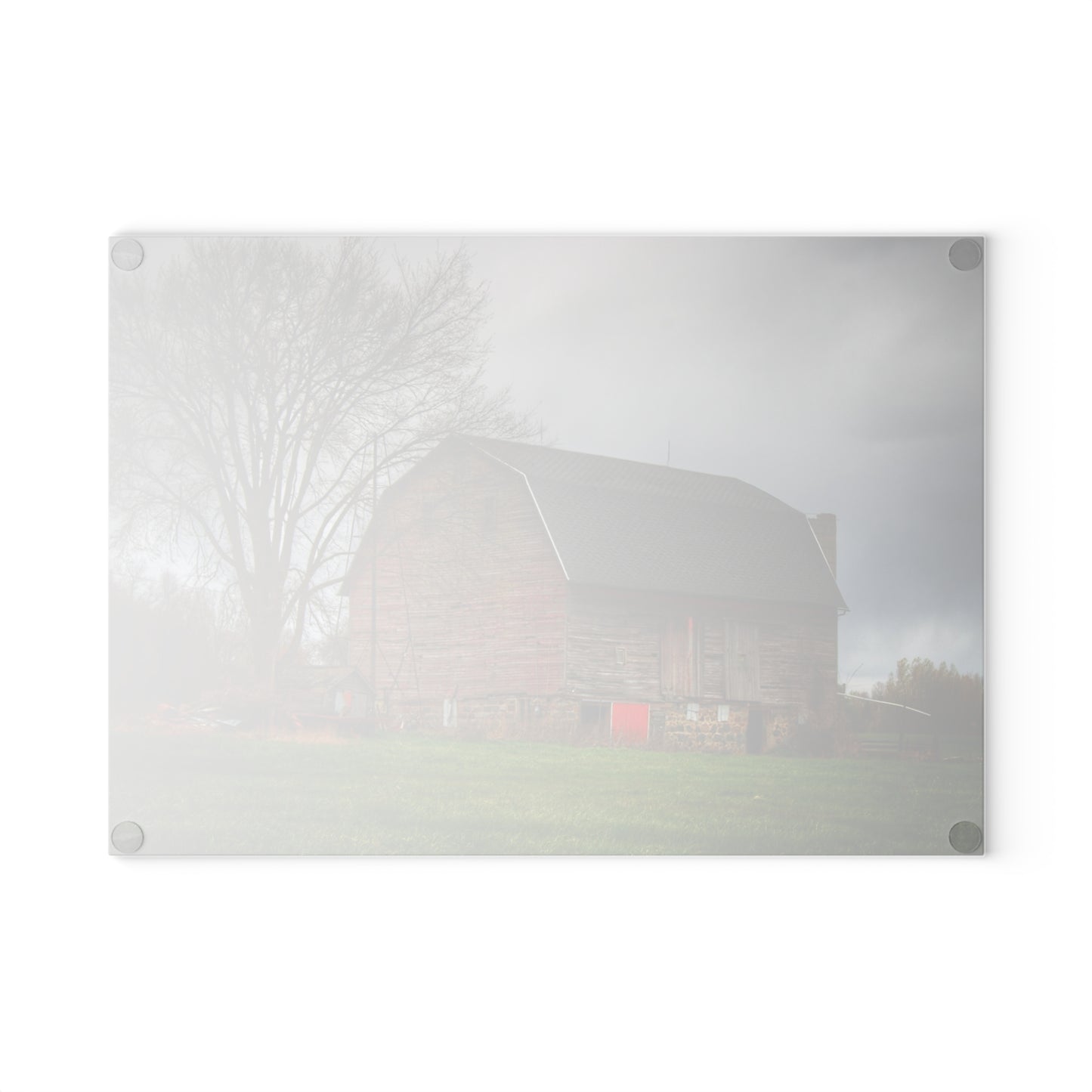 U R There Photography Ashley Drive Fieldstone Red Rustic Farmhouse Tempered-Glass Cutting Board