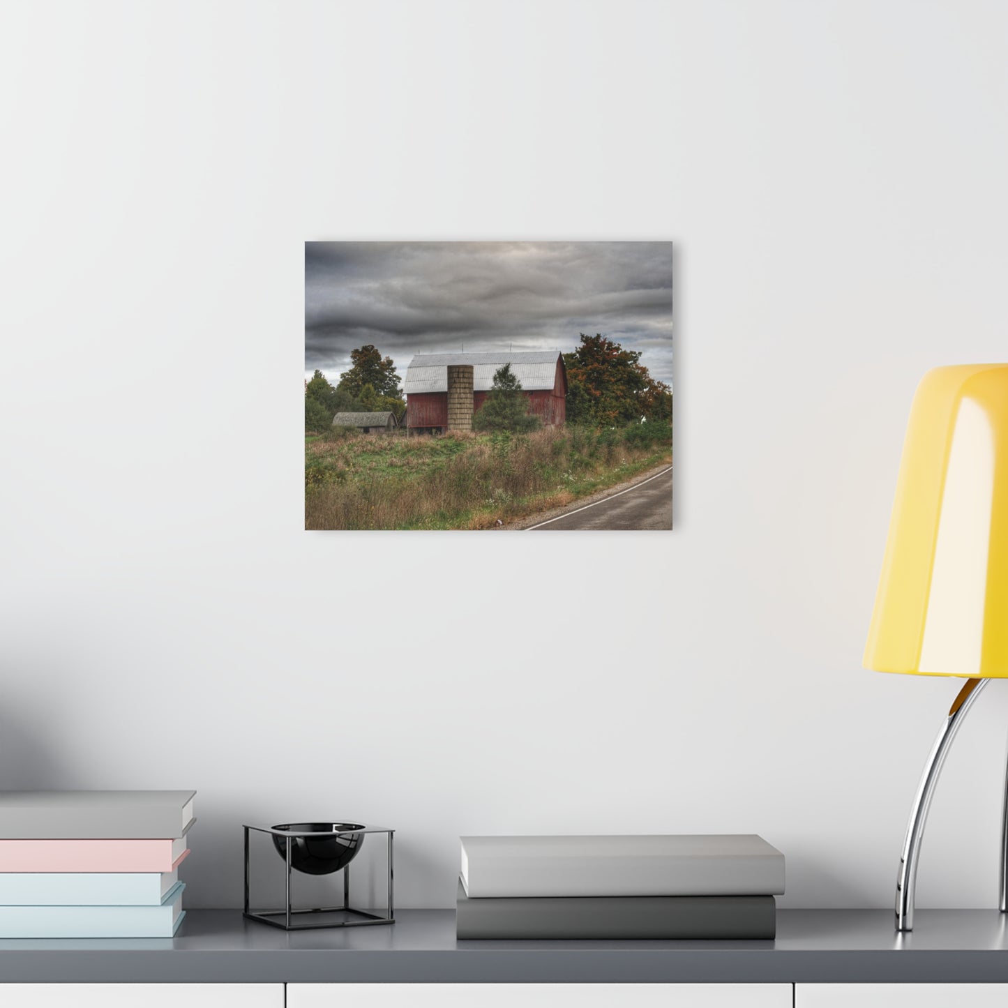 Barn Boutique Modern Farmhouse Acrylic Wall Print| Columbiaville Red in Fall I