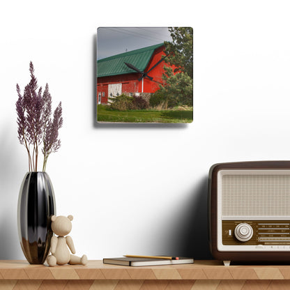 U R There Photography McAlpine Hidden Red Rustic Farmhouse Acrylic Analog Wall Clock