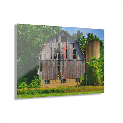 U R There Photography Mushroom Road Red and Silo Rustic Farmhouse Acrylic Wall Print