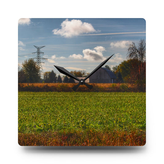Wadsworth Road Grey Rustic Farmhouse Acrylic Analog Wall Clock 10.75'' × 10.75'' (Square)
