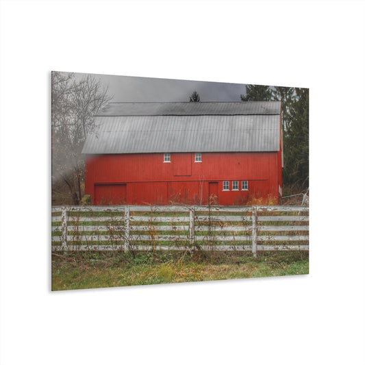 U R There Photography Corralled Red Rustic Farmhouse Acrylic Wall Print