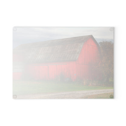 U R There Photography Oak Road Barber Barn I Rustic Farmhouse Tempered-Glass Cutting Board