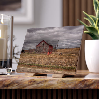 U R There Photography Barnes Road Little Red III Rustic Farmhouse Decorative Ceramic Tile