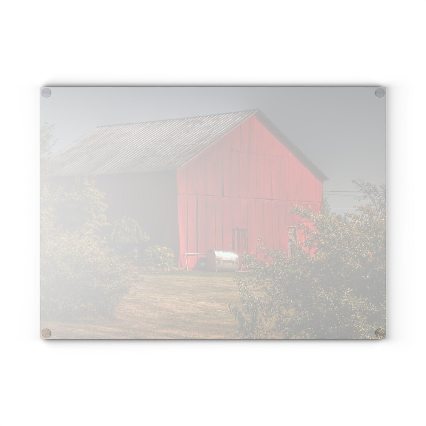 U R There Photography Vassar Roadside Red Rustic Farmhouse Tempered-Glass Cutting Board