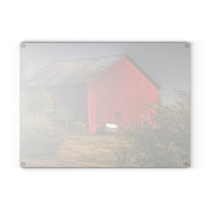 U R There Photography Vassar Roadside Red Rustic Farmhouse Tempered-Glass Cutting Board