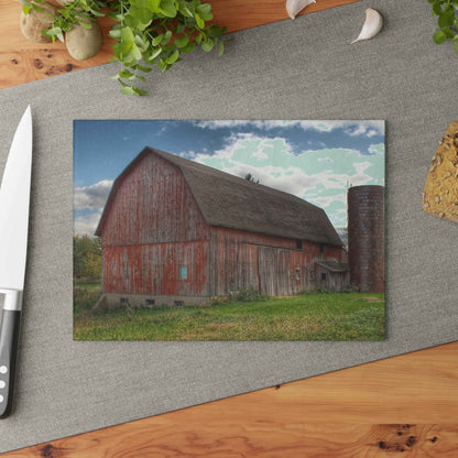 U R There Photography Baldwin Road Red I Rustic Farmhouse Tempered-Glass Cutting Board