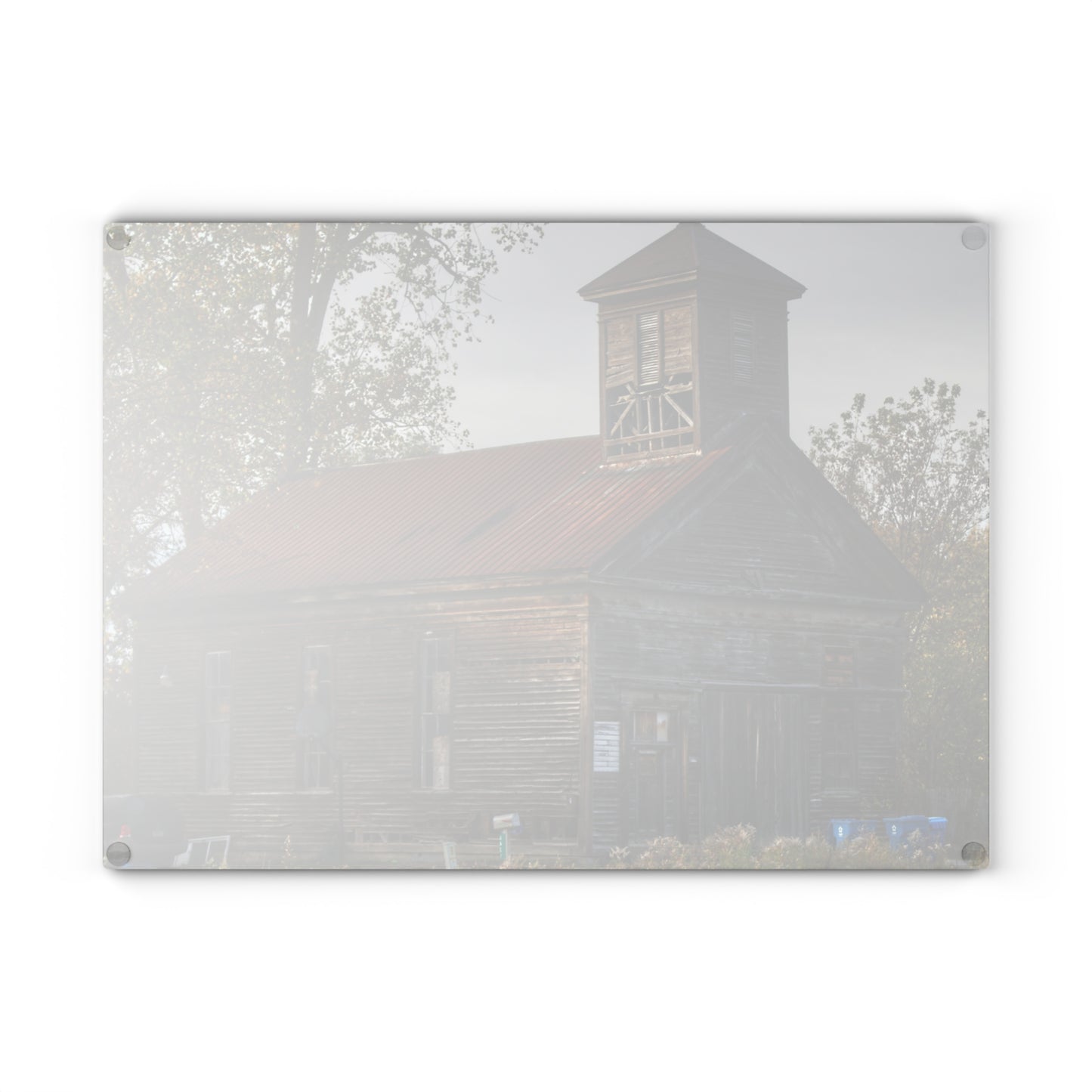 U R There Photography Taylor Road Church of Old Rustic Farmhouse Tempered-Glass Cutting Board