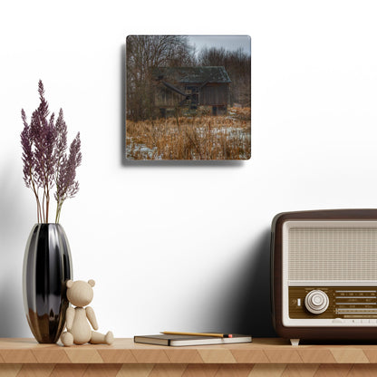 U R There Photography Norway Lake Hidden Grey I Rustic Farmhouse Acrylic Analog Wall Clock