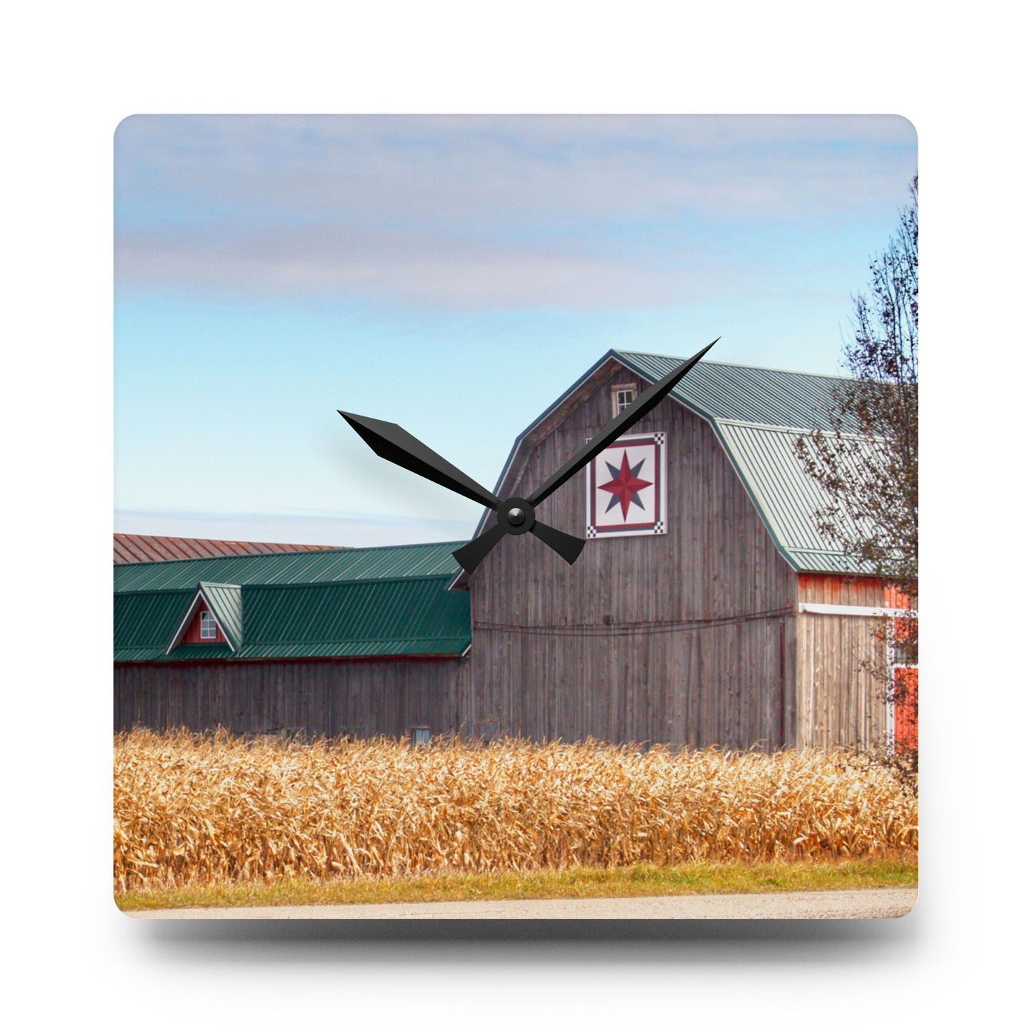 U R There Photography Frankenmuth Greys Rustic Farmhouse Acrylic Analog Wall Clock