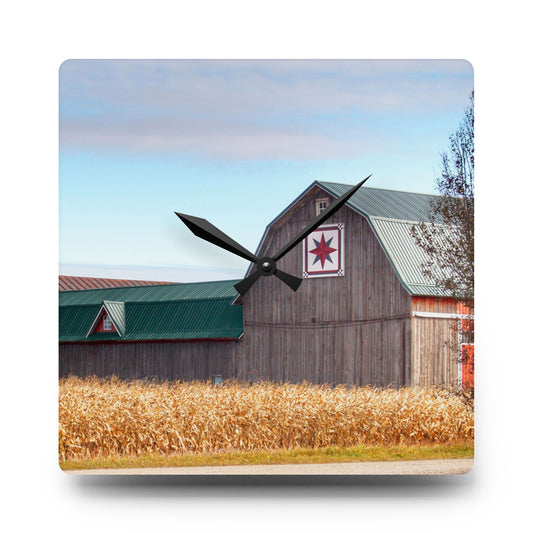 Frankenmuth Greys Rustic Farmhouse Acrylic Analog Wall Clock 10.75'' × 10.75'' (Square)