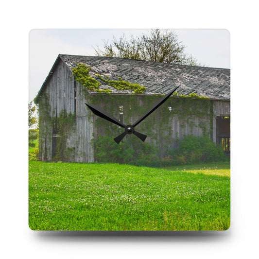 Caro Road Twin Grey II Rustic Farmhouse Acrylic Analog Wall Clock 10.75'' × 10.75'' (Square)