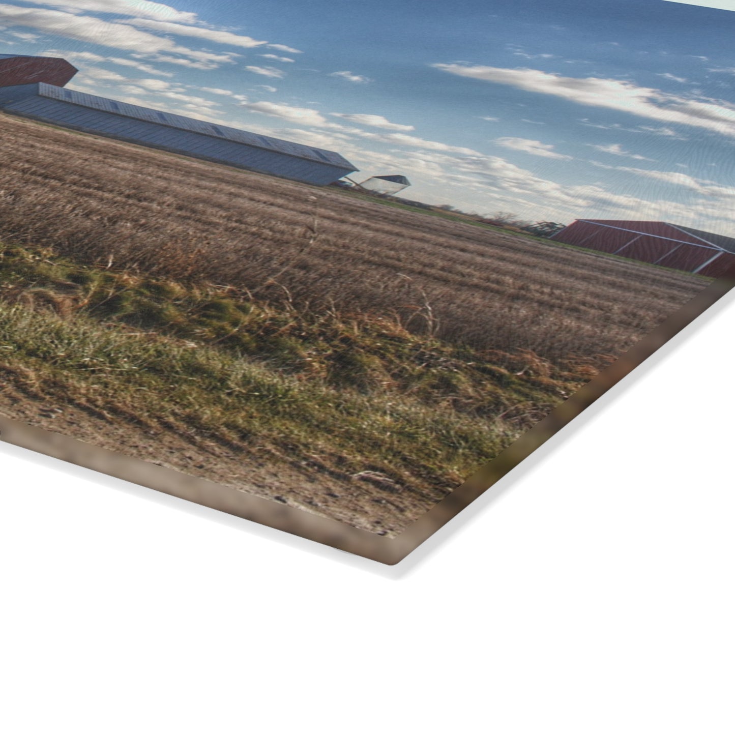 U R There Photography Isles Road Red Rustic Farmhouse Tempered-Glass Cutting Board