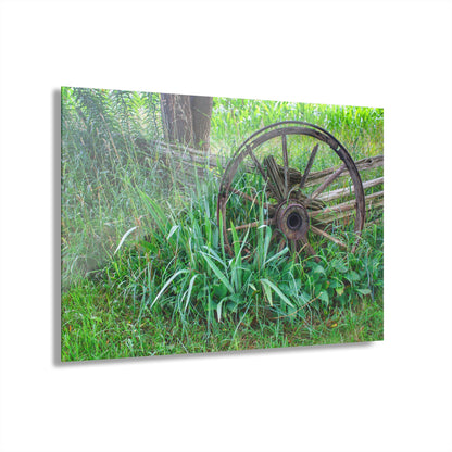 U R There Photography Wagon Wheel Fences Rustic Farmhouse Acrylic Wall Print