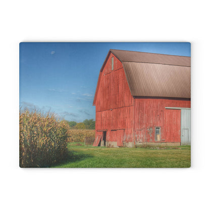 U R There Photography Fargo Road Red I Rustic Farmhouse Tempered-Glass Cutting Board