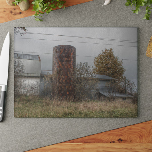 U R There Photography Bordman Road Grey Rustic Farmhouse Tempered-Glass Cutting Board
