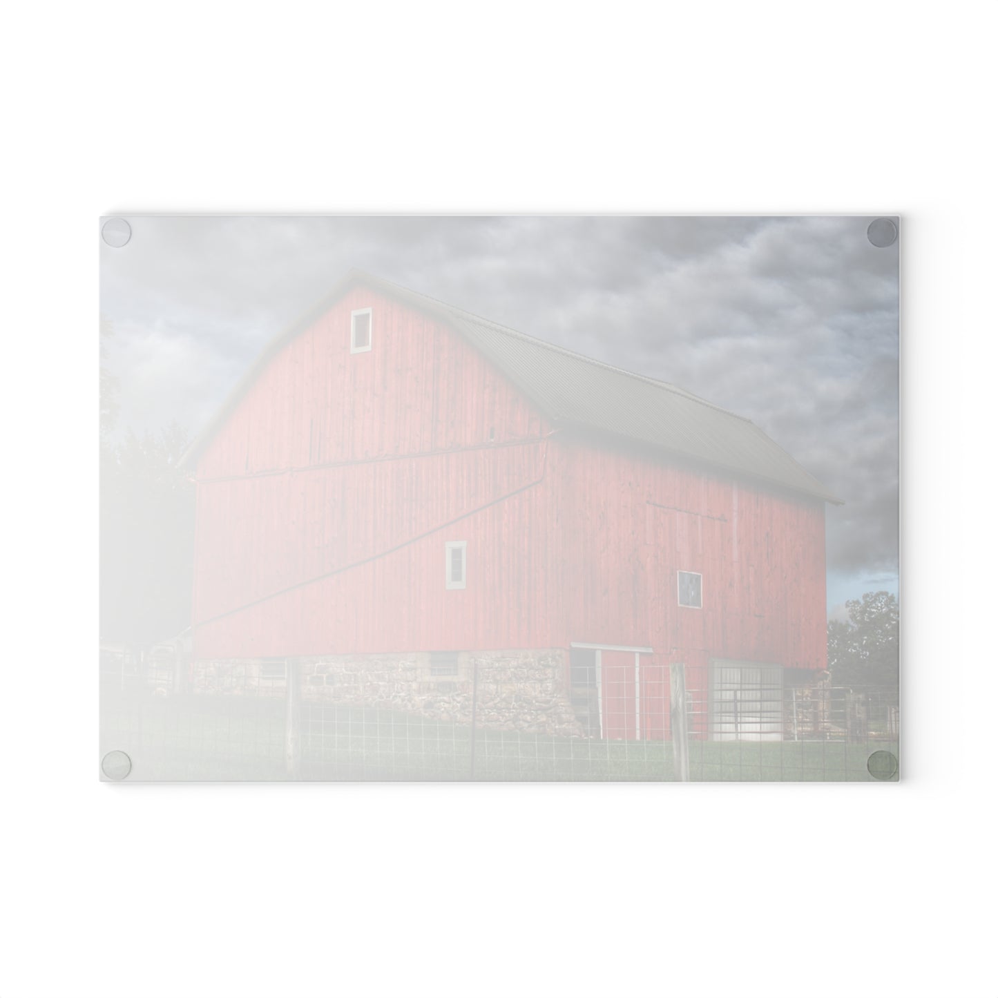 U R There Photography North Elba Road Red Rustic Farmhouse Tempered-Glass Cutting Board