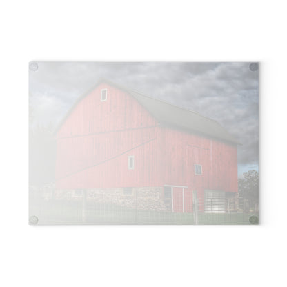U R There Photography North Elba Road Red Rustic Farmhouse Tempered-Glass Cutting Board
