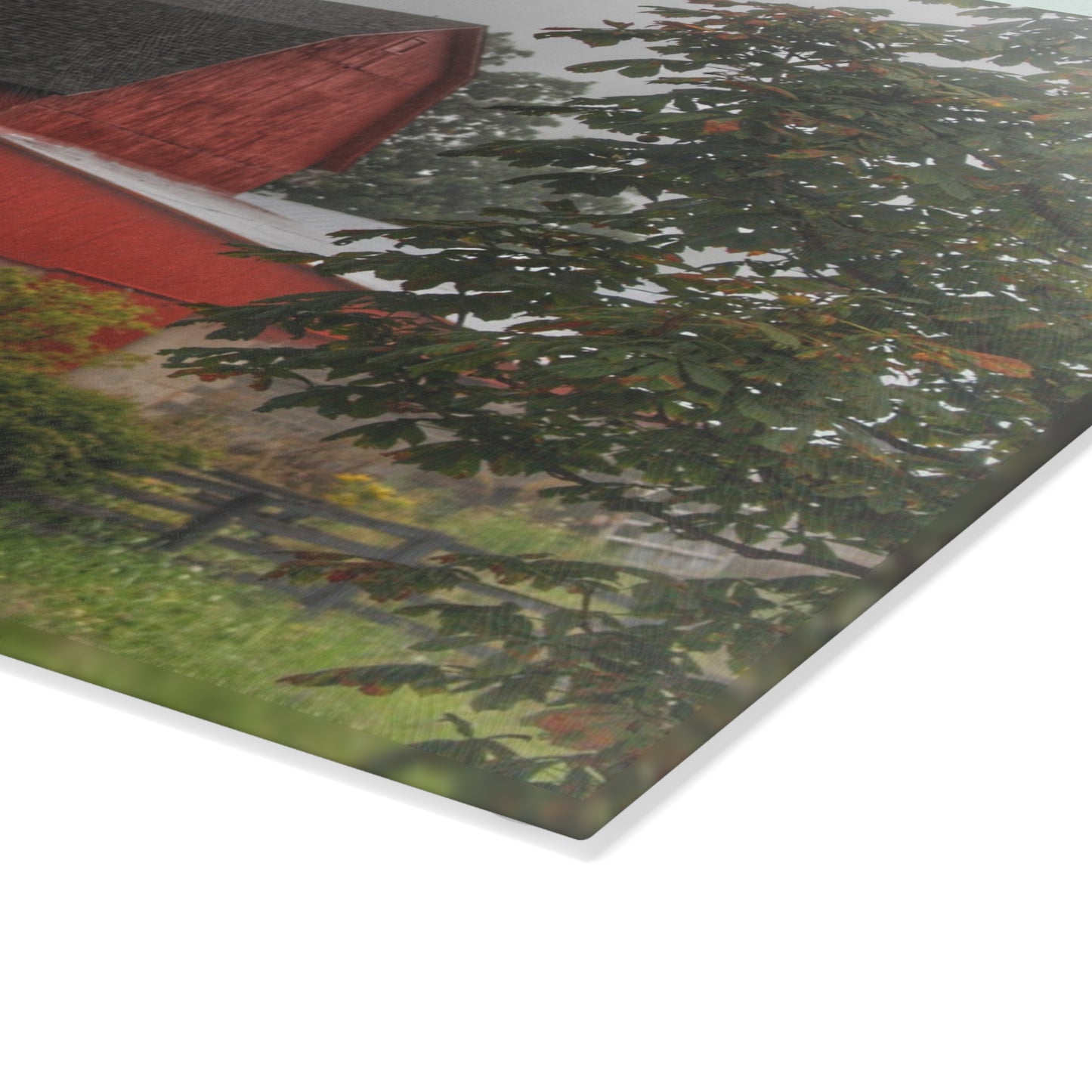 U R There Photography Five Lakes Road Red I Rustic Farmhouse Tempered-Glass Cutting Board