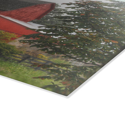 U R There Photography Five Lakes Road Red I Rustic Farmhouse Tempered-Glass Cutting Board