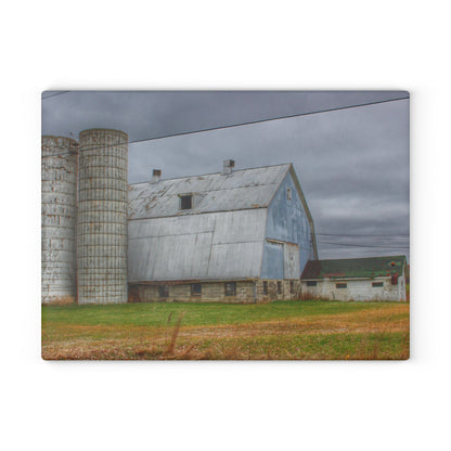 U R There Photography Daley Road Grey I Rustic Farmhouse Tempered-Glass Cutting Board